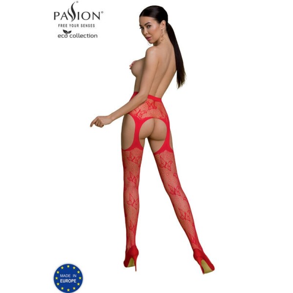 PASSION - BODYSTOCKING ECO COLLECTION ECO S001 ROUGE PASSION WOMAN GARTER & STOCK