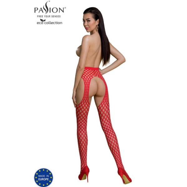 PASSION - BODYSTOCKING ECO COLLECTION ECO S003 ROUGE PASSION WOMAN GARTER & STOCK