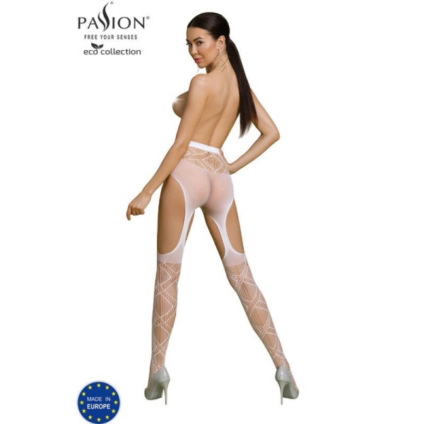 PASSION - BODYSTOCKING ECO COLLECTION ECO S005 BLANC PASSION WOMAN GARTER & STOCK