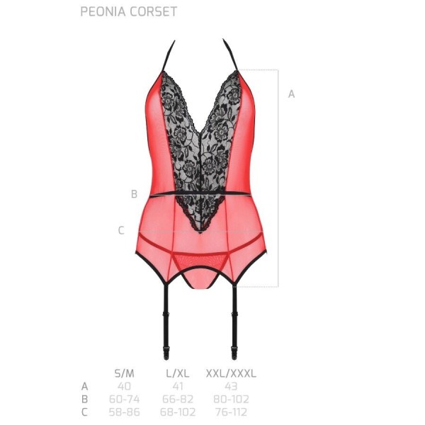 PASSION - PEONIA CORSET LIGNE ÉROTIQUE ROUGE S/M PASSION WOMAN