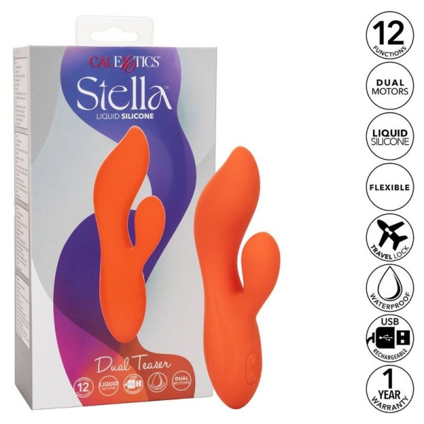 Calexotics - Stella Dual Teaser Naranja - Vibradores Conejo