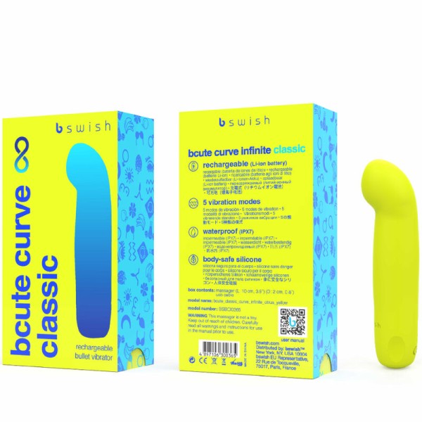 B Swish - Vibrador de silicone recarregável infinito Bcute Curve...