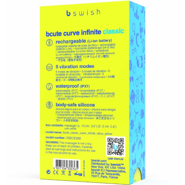 B Swish - Vibrateur EN Silicone Rechargeable Bcute Curve Infin...