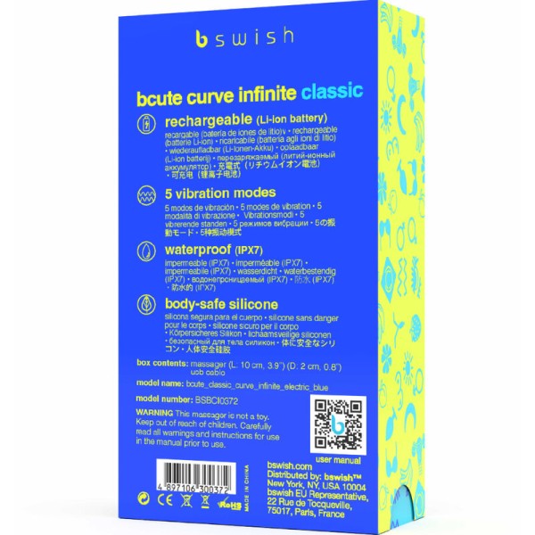 B Swish - Vibrador recarregável clássico Bcute Curve Infinite...
