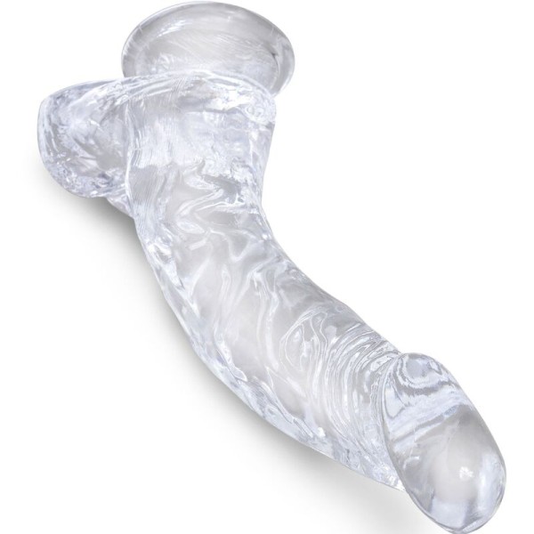 King Cock - Clear Pénis Courbe Réaliste Avec Boules 16.5 CM Tr...
