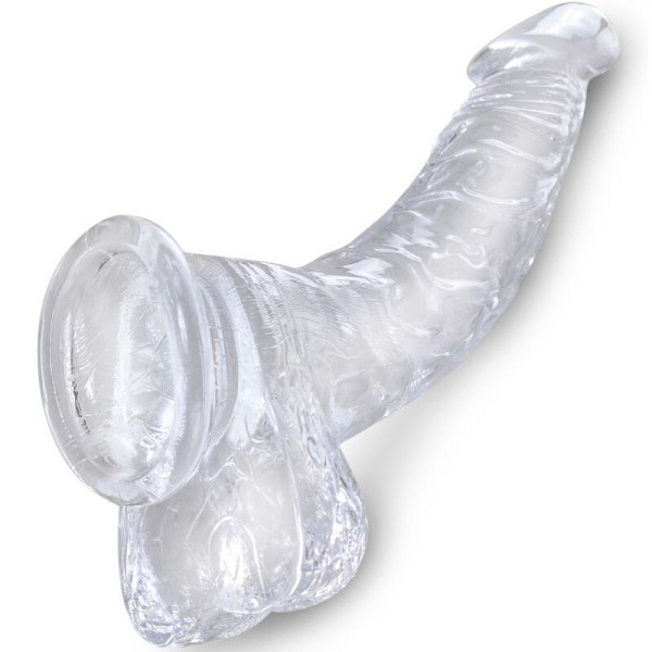 King Cock - Clear Pénis Courbe Réaliste Avec Boules 16.5 CM Tr...