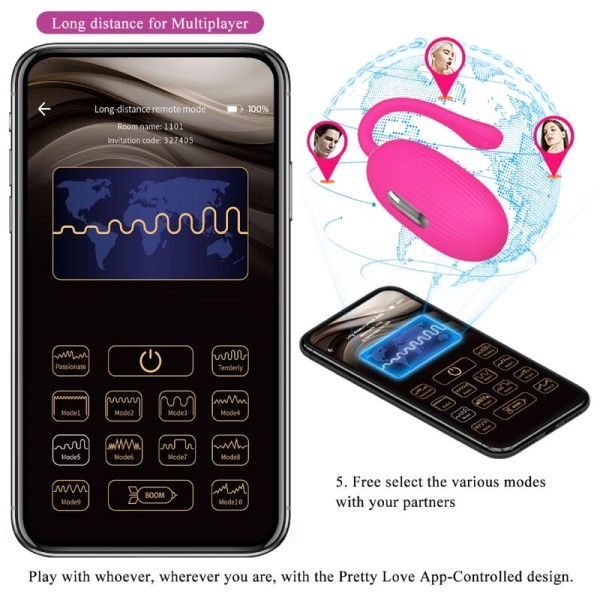 Pretty Love - Oeuf Vibrant Rechargeable Doreen Magenta Télécom...