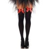 LEG AVENUE - CUISSES HAUTES EN NYLON NOIR AVEC NOEUD ROUGE TAILLE UNIQUE LEG AVENUE HOSIERY