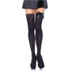LEG AVENUE - CUISSES HAUTES EN NYLON NOIR AVEC NOEUD NOIR TAILLE UNIQUE LEG AVENUE HOSIERY