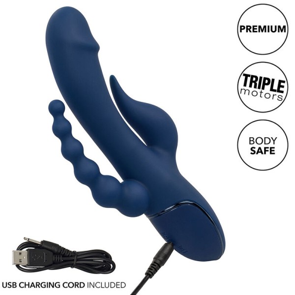 Calexotics - Vibrador Triple Orgasmo Azul - Vibradores Conejo