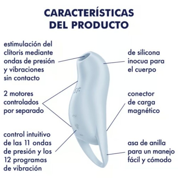 Satisfyer - Estimulador de clítoris Pocket PRO 1 azul claro