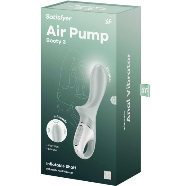 Satisfyer - AIR Pump Booty 3 Vibrateur Anal Gonflable Gris Vert