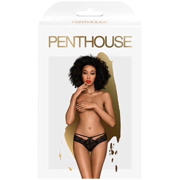 PENTHOUSE - BRAGAS LOVE ME BLACK S/M PENTHOUSE TANGA - Braguitas