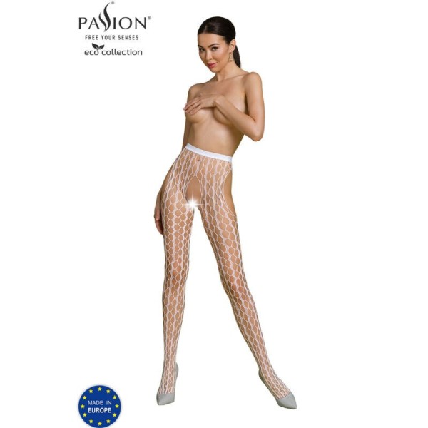 PASSION - BODYSTOCKING ECO COLLECTION ECO S007 BLANC PASSION WOMAN GARTER & STOCK