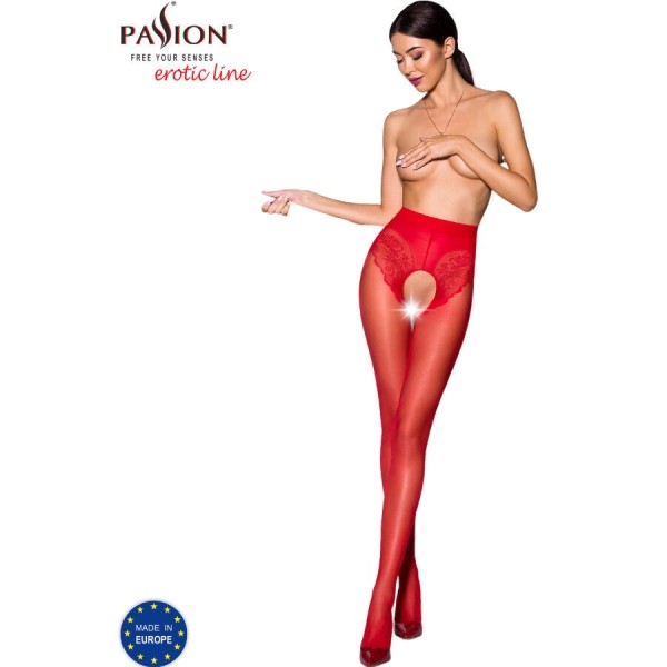 PASSION - TIOPEN 006 COLLANT ROUGE 1/2 30 DEN PASSION WOMAN GARTER & STOCK