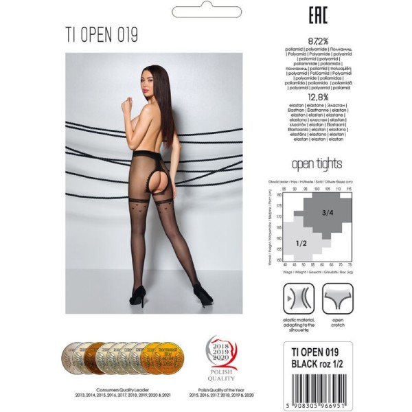 PASSION - TIOPEN 019 COLLANT NOIR 3/4 20 DEN PASSION WOMAN GARTER & STOCK