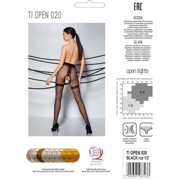 PASSION - TIOPEN 020 COLLANT NOIR 1/2 20 DEN PASSION WOMAN GARTER & STOCK