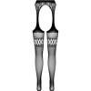 PASSION - COLLANT NOIR AVEC JARRETIÈRE S026 TAILLE UNIQUE PASSION WOMAN GARTER & STOCK