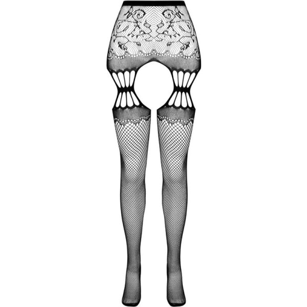 PASSION - COLLANT NOIR AVEC JARRETIÈRE S027 TAILLE UNIQUE PASSION WOMAN GARTER & STOCK