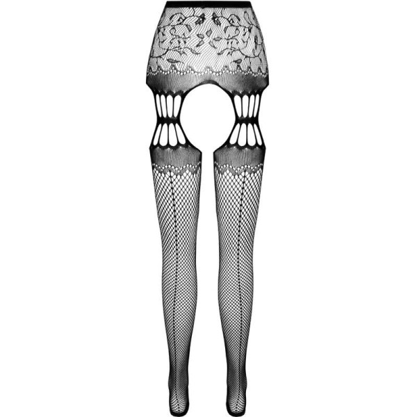 PASSION - COLLANT NOIR AVEC JARRETIÈRE S027 TAILLE UNIQUE PASSION WOMAN GARTER & STOCK