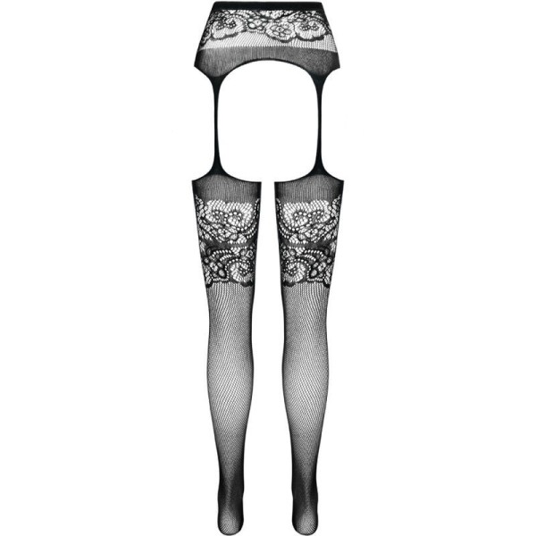 PASSION - S029 COLLANT NOIR AVEC JARRETIÈRE TAILLE UNIQUE PASSION WOMAN GARTER & STOCK