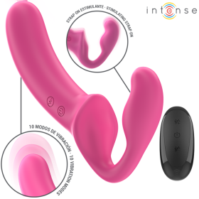 Intense - AMY Double Vibrateur 20 CM Rose Télécommande