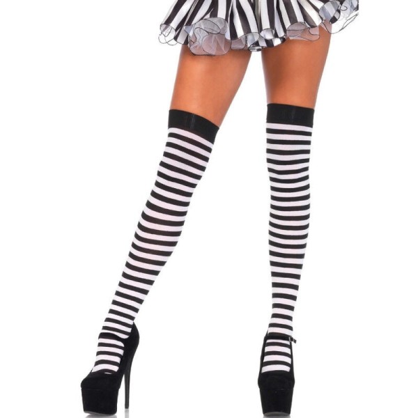 LEG AVENUE - CALCETINES ALTOS RAYAS NEGRO/BLANCO LEG AVENUE MEDIA