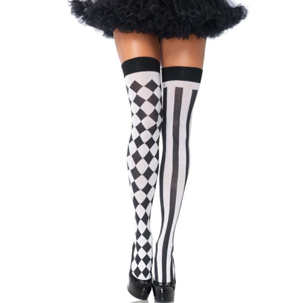LEG AVENUE - CALCETINES ALTOS HARLEQUIN NEGRO/BLANCO LEG AVENUE M