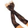 LEG AVENUE - GANTS SANS DOIGTS RESEAU FLORAL NOIR LEG AVENUE HOSIERY