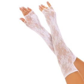 LEG AVENUE - GANTS SANS DOIGTS RESEAU FLORAL BLANCS LEG AVENUE HOSIERY