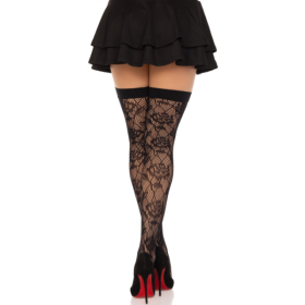 LEG AVENUE - STOCKS NET DE ROSES SAUVAGES NOIR LEG AVENUE HOSIERY