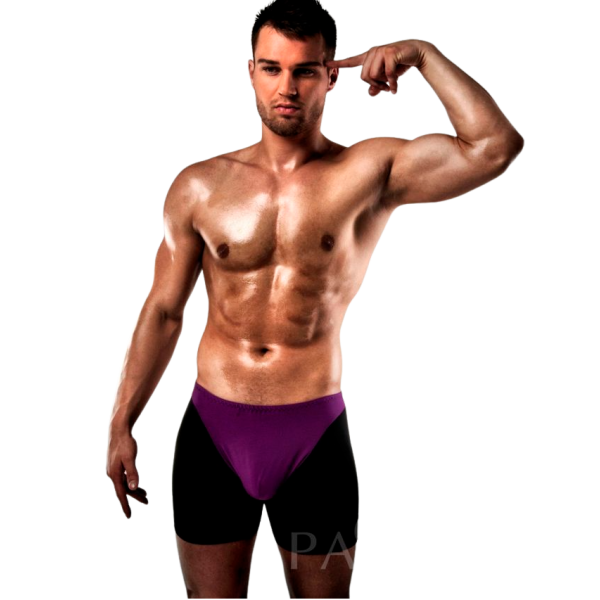 PASSION - BOXER 009 LINGERIE EROTIQUE LILAS/NOIR S/M PASSION MEN