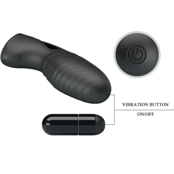 Pretty Love - Vibrador de dedo de silicone preto Alan