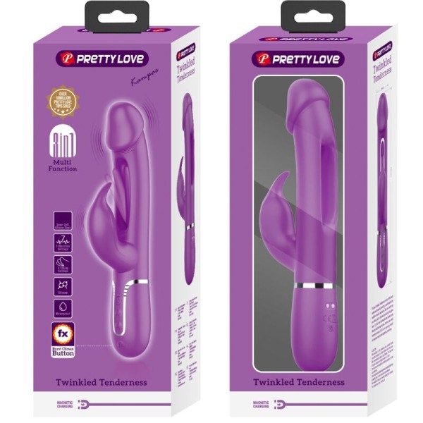 Pretty Love - Kampas 3 EN 1 Conejo Vibrador Multifunción Morado