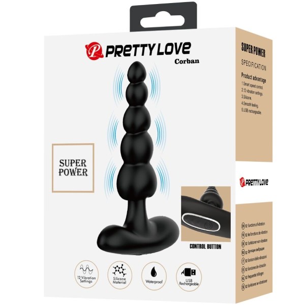 Pretty Love - Vibrateur Anal Corban 10 Vibrations Noir