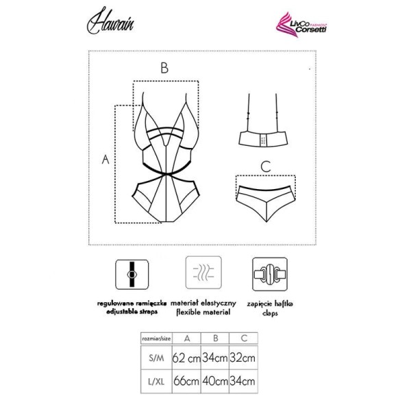 LIVCO CORSETTI FASHION - BODY HAWAIN LC 90665 NOIR L/XL LIVCO CORSETTI BODIES