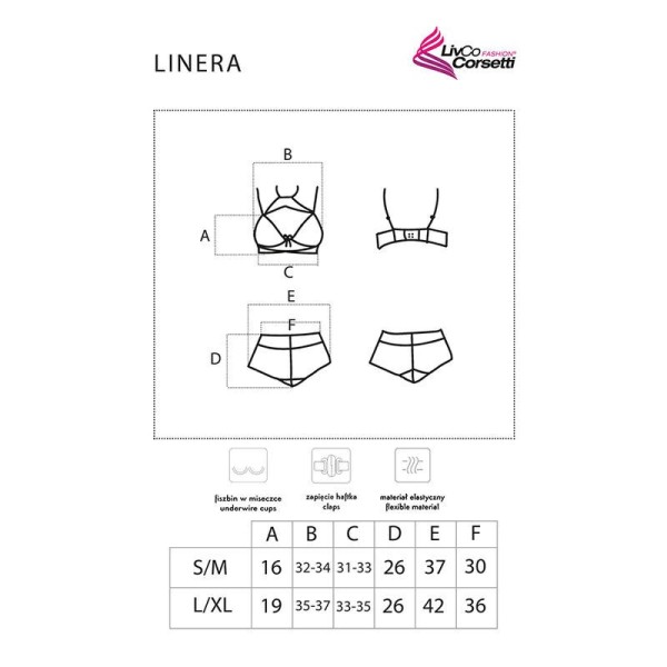 LIVCO CORSETTI FASHION - LINERA FOR THE SENSES COLLECTION SOUTIEN-GORGE + CULOTTE NOIR L/XL LIVCO CORSETTI SETS