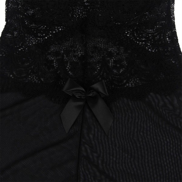 SUBBLIME - TISSU TULLE BABYDOLL AVEC DENTELLE ET DÉTAIL FLEUR NOIR L/XL SUBBLIME BABYDOLLS