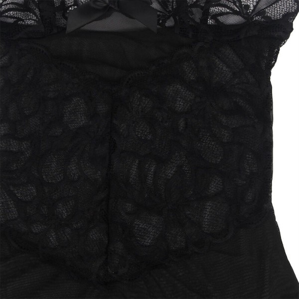 SUBBLIME - BABYDOLL BRETELLES RÉGLABLES ET DENTELLE TRANSPARENTE IMPRIMÉ FLORAL NOIR S/M SUBBLIME BABYDOLLS