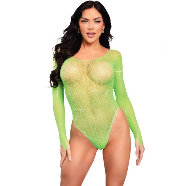 LEG AVENUE - BODY MANGA LARGA CRISTAL VERDE LEG AVENUE TEDDIES