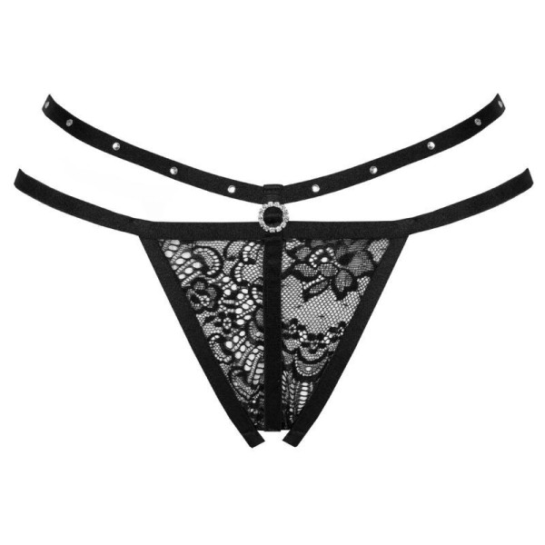 LIVCO CORSETTI FASHION - STRING NOMADE SANS CROTCHLESS NOIR LIVCO CORSETTI PANTIES