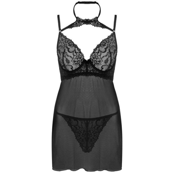 LIVCO CORSETTI FASHION - ENSEMBLE BINELLA BABYDOLL + THONG NOIR LIVCO CORSETTI SETS