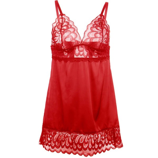 SUBBLIME - BABYDOLL EN SATIN AVEC DENTELLE ROUGE L/XL SUBBLIME BABYDOLLS