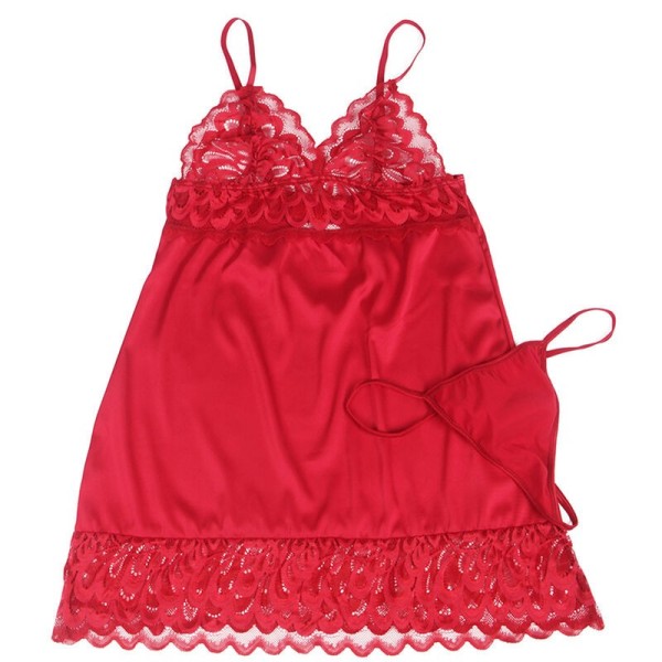 SUBBLIME - BABYDOLL EN SATIN AVEC DENTELLE ROUGE L/XL SUBBLIME BABYDOLLS