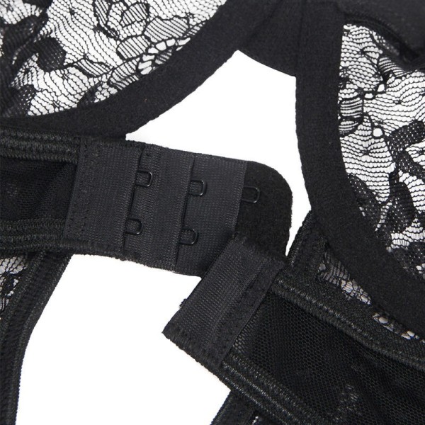 SUBBLIME - TEDDY AVEC JARRETIÈRE AVEC DÉTAIL DENTELLE ET BANDES NOIR S/M SUBBLIME BODIES