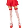 LEG AVENUE - CHAUSSETTES HAUTES CHAMPIGNON ROUGE/BLANC LEG AVENUE HOSIERY