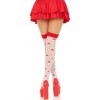 LEG AVENUE - CHAUSSETTES HAUTES CHAMPIGNON ROUGE/BLANC LEG AVENUE HOSIERY