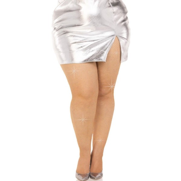 LEG AVENUE - BAS MAILLE CRISTALISÉE CARAMEL GRANDE TAILLE LEG AVENUE HOSIERY