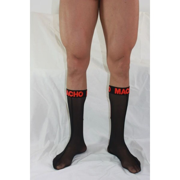 Macho - Chaussettes Fines Taille Unique Noir/rouge