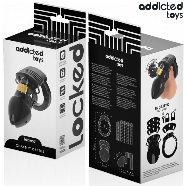 ADDICTED TOYS LOCKED - CAGE À PÉNIS CHASTETÉ PROFONDEUR 7,5 CM ADDICTED TOYS LOCKED